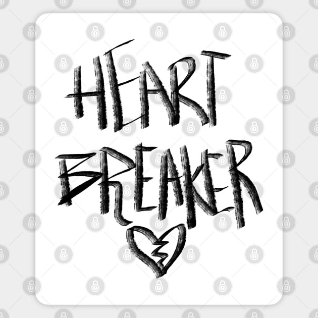 Heart Breaker Hand Lettering Brush Strokes and Cracked Heart Doodle, made by EndlessEmporium Magnet by EndlessEmporium